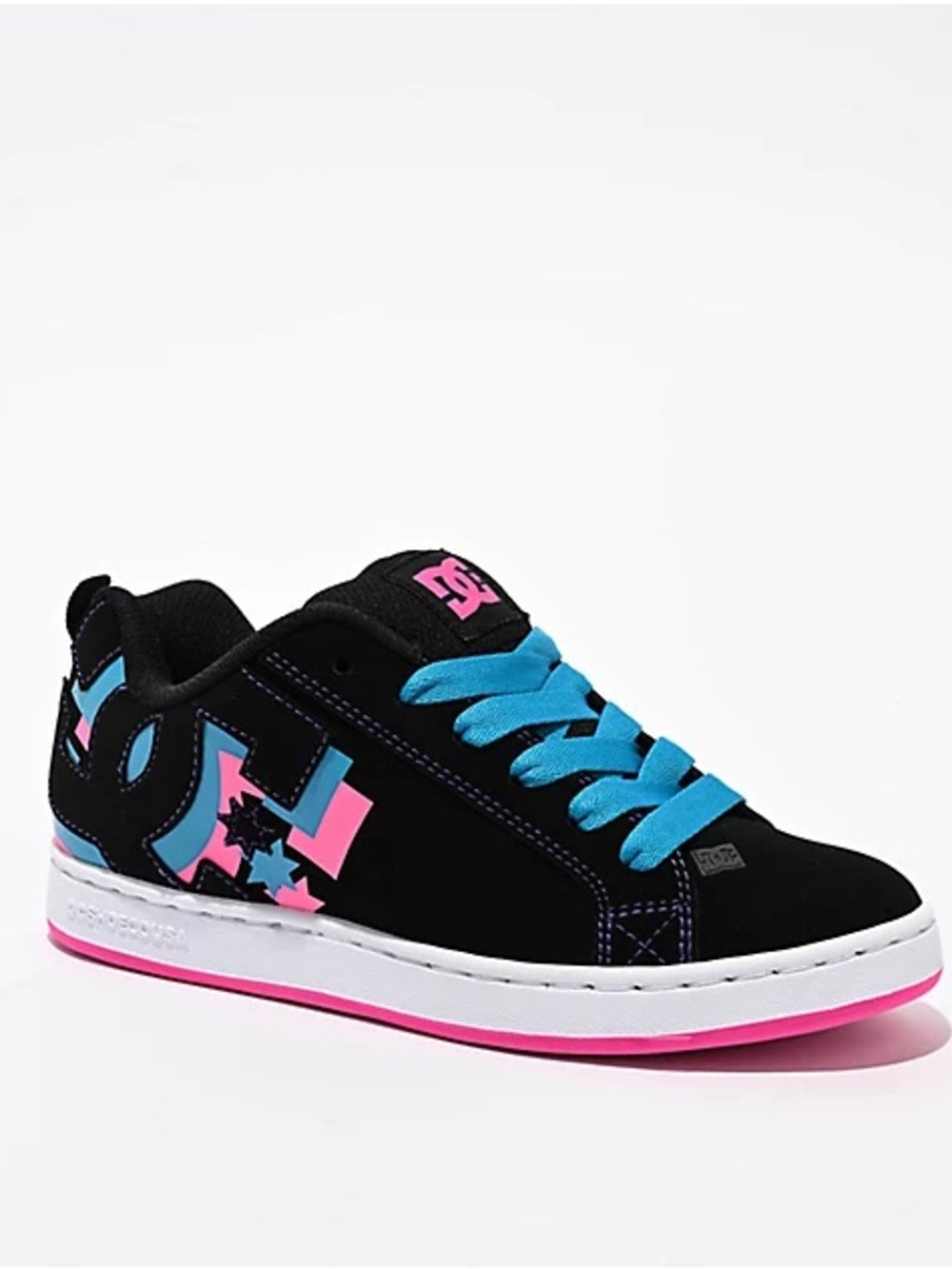 DC Shoe Court Graffik Neon Lights Skate Shoes Size 2.5 NEW